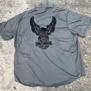 Vintage Harley Davidson Motorcycles Short Sleeve Buttonup Shirt Size 2XL